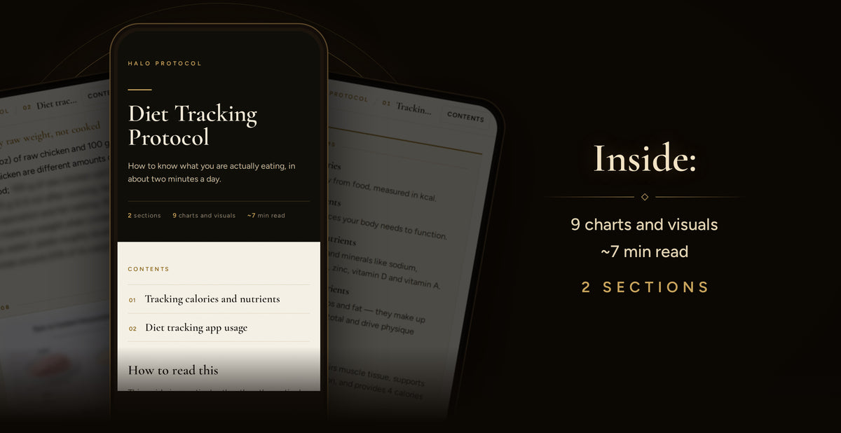 Diet Tracking Protocol, inside: 9 charts and visuals, ~7 min read, 2 sections